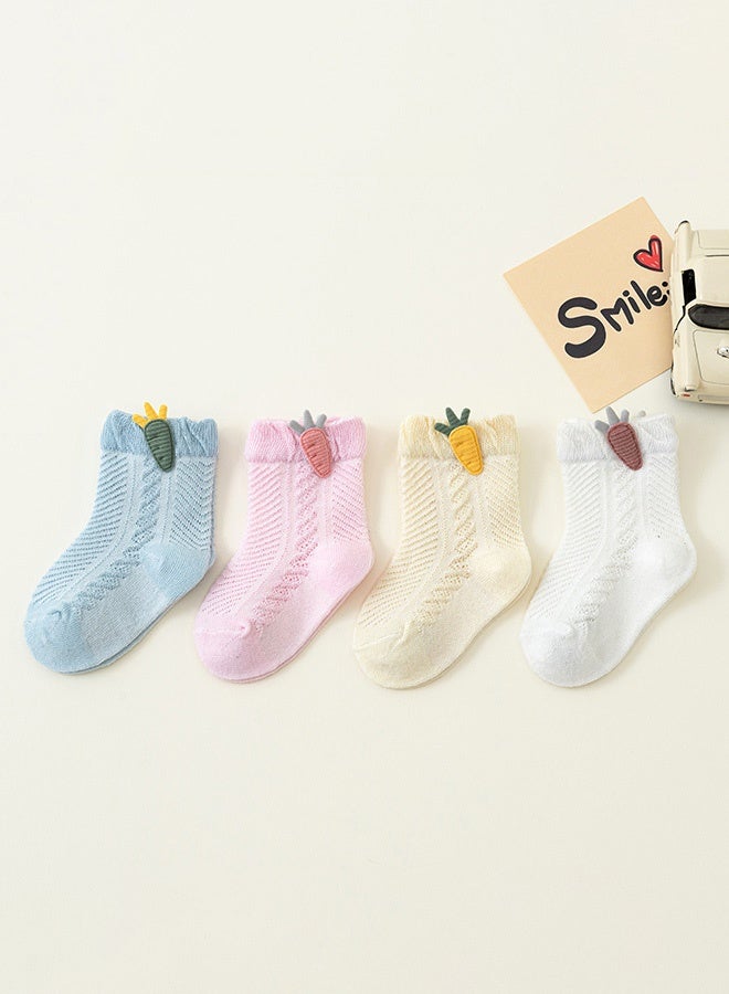 Hanayo 4 Pairs Kids Socks Girls and Boys Cotton Socks Comfortable Unisex Socks for Newborn Infant Toddlers Perfect for All Seasons(Multicolour) - Image 3